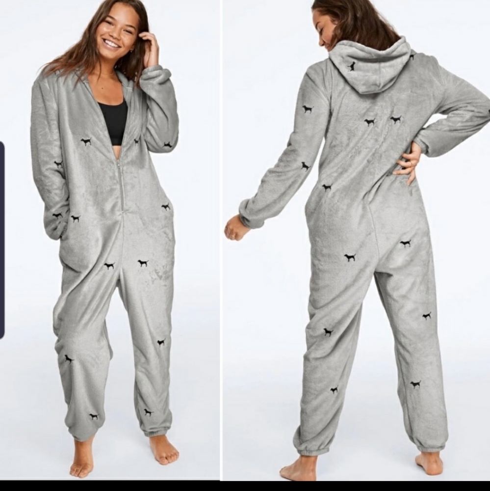 PINK pajama onsie grey
